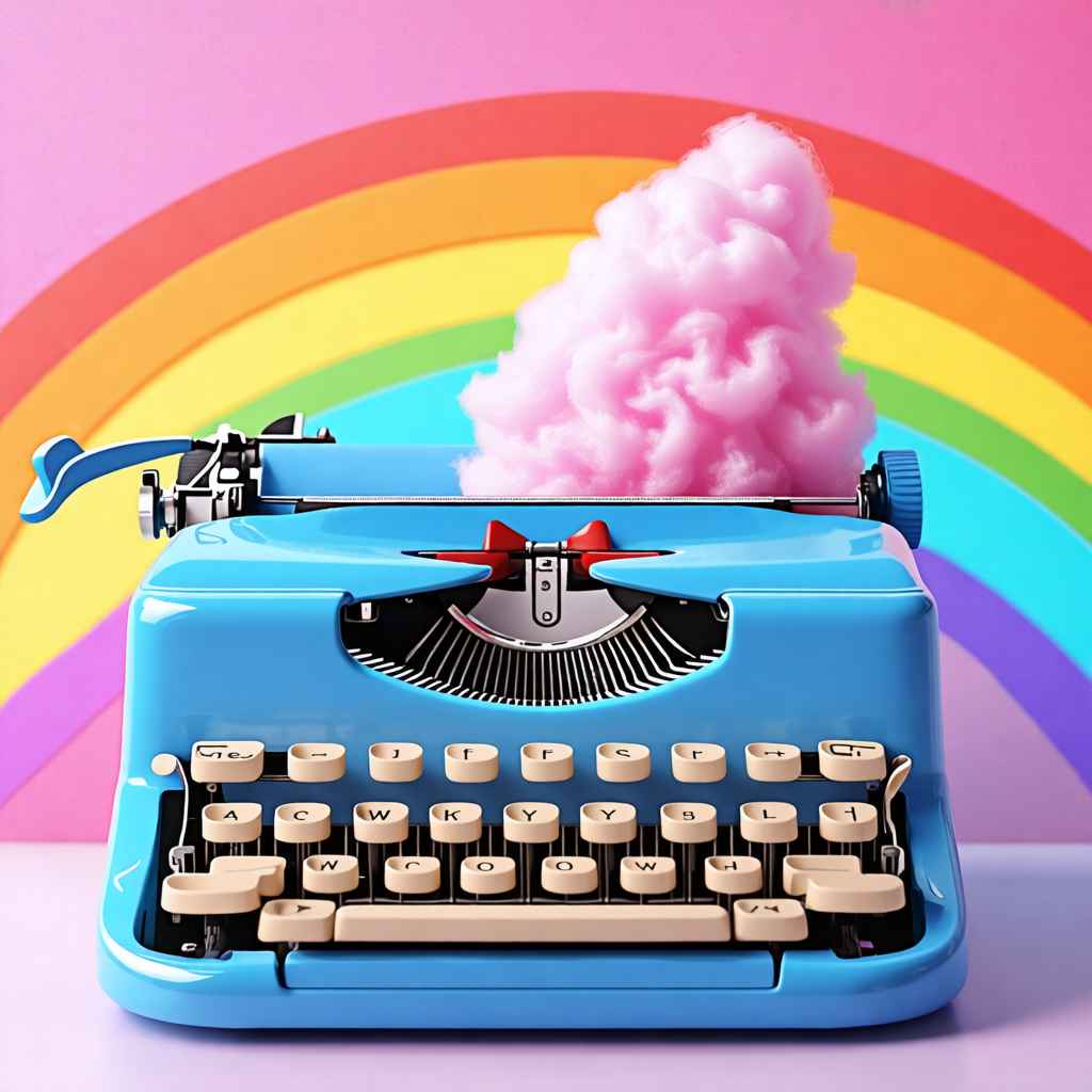 cotton candy, typewriter, pasta, rainbow, kayak